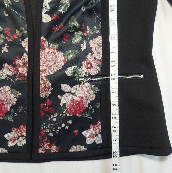 Cleo Open Front Floral Lined Black Pink Blazer Jacket, Medium - Picture 15 of 15